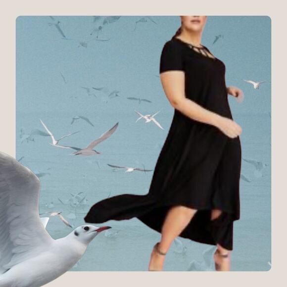 Lane Bryant Dress 14/16  1X Short Sleeve Black Cage Midi NEW NWT - Picture 3 of 8